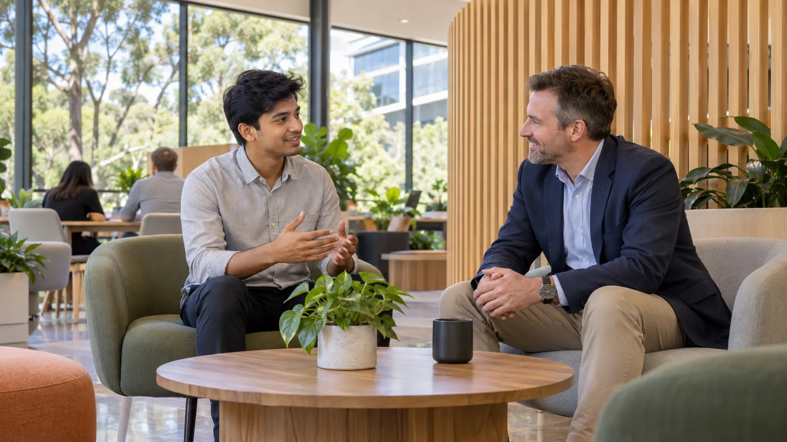 A Bangladeshi professional discusses graduate employment with a mentor in Australia.